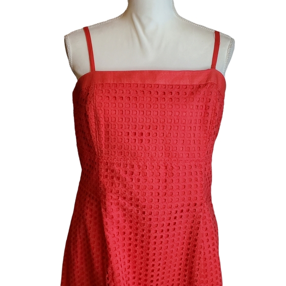 NEW WHBM Watermelon Removable Strap Eyelet Fit-and-Flare Dress - Picture 3 of 13